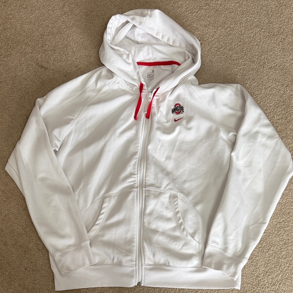Nike White Hoodie with Red Details